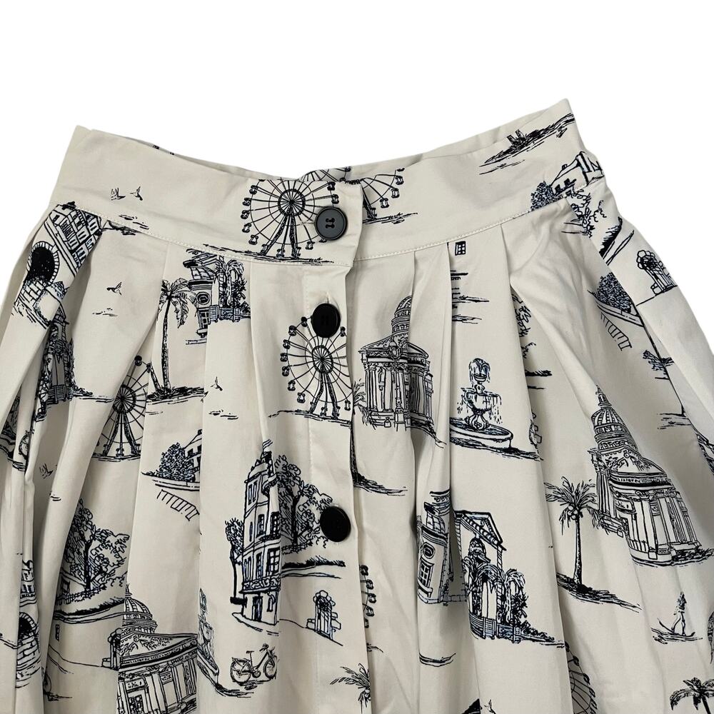 Maje Paris Japomy Printed Midi Skirt - Toile de Jouy - Size 36 - US 4 - Picture 4 of 7